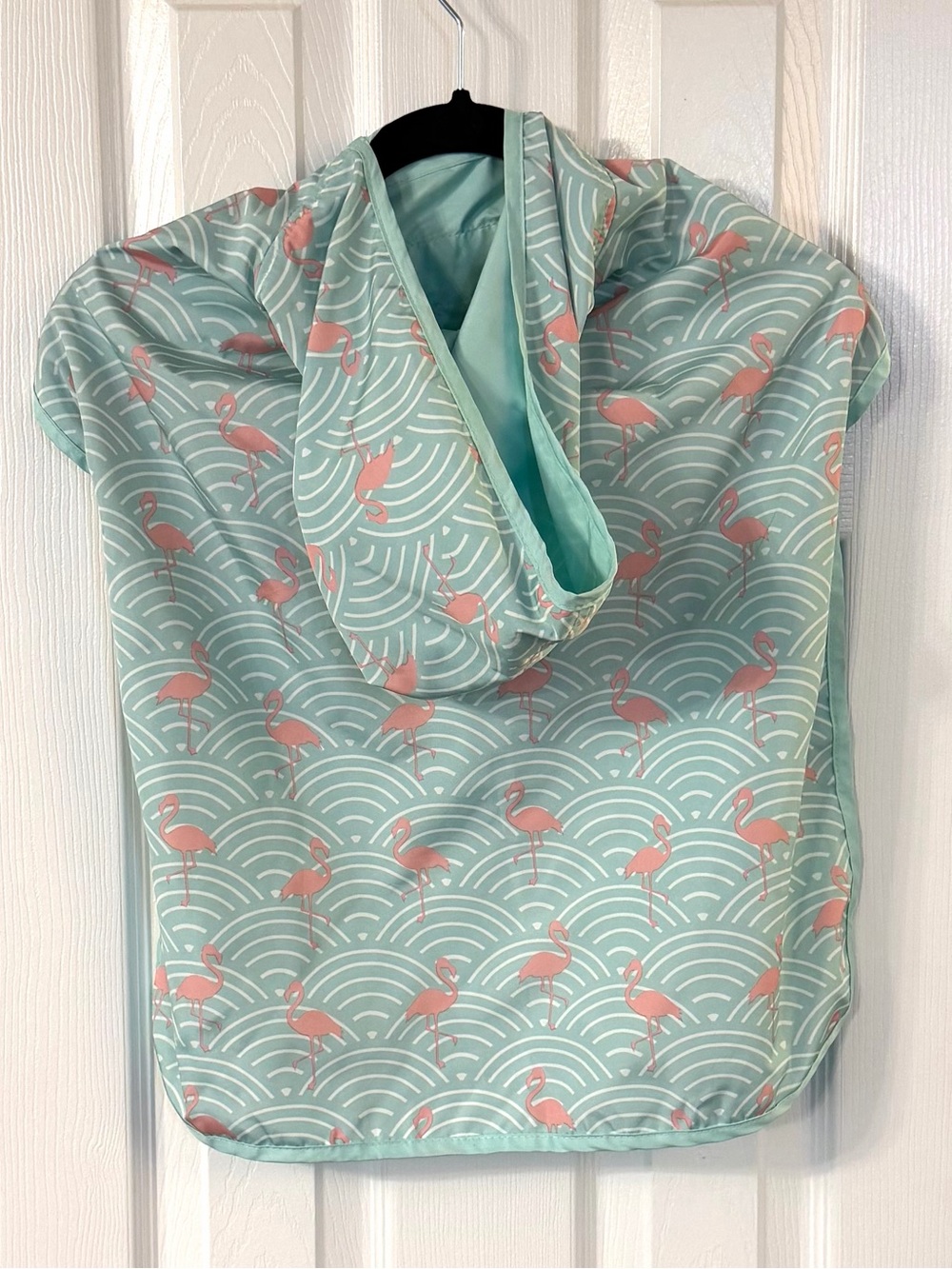 Frisco XL Dog Raincoat Flamingo Print Mint Green Hooded Waterproof Jacket